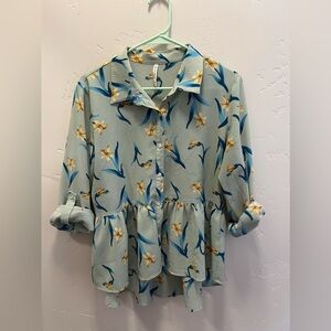 Blue floral blouse